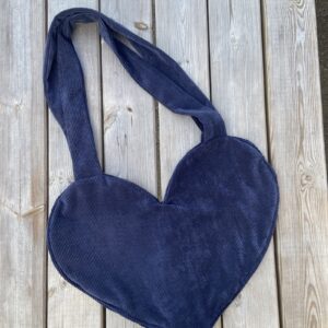 Tote bag coeur velours cotelé marine