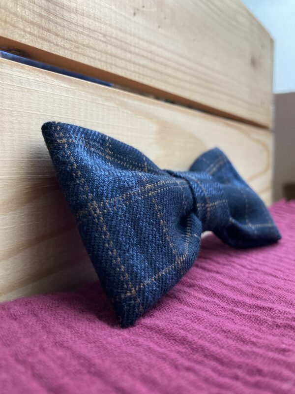 Noeud-papillon laine tartan bleus