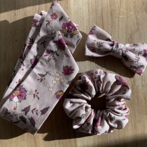 Ensemble Noeud-papillon, Chouchou & Bandeau tons roses