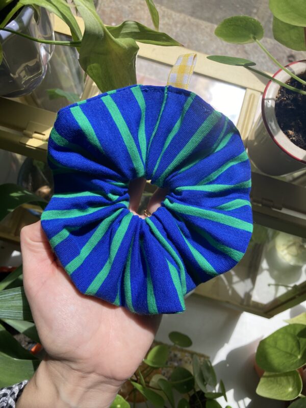 Chouchou jersey rayé bleu & vert