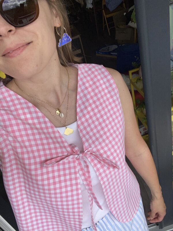 Haut sans manches vichy rose – Image 4