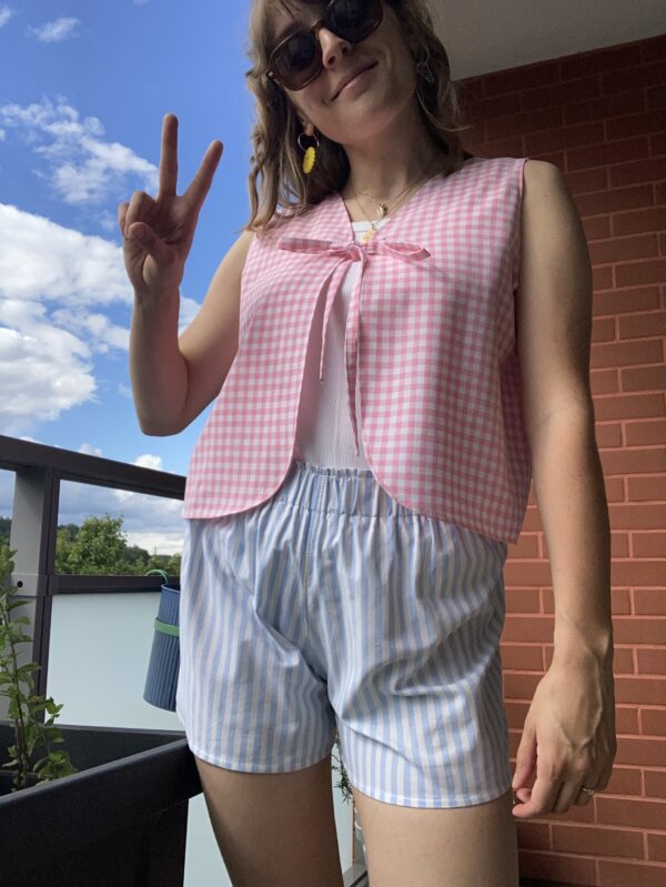 Haut sans manches vichy rose – Image 5