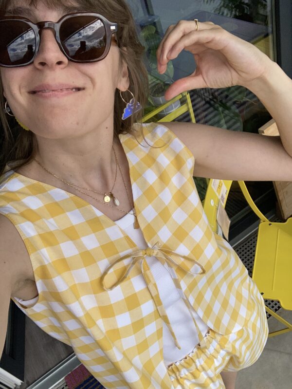 Haut sans manches vichy jaune