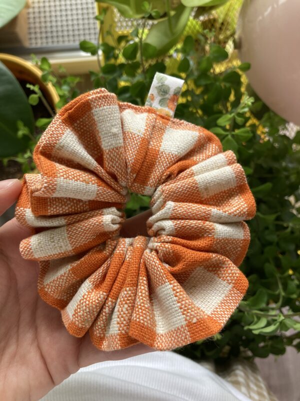 Chouchou vichy orange épais