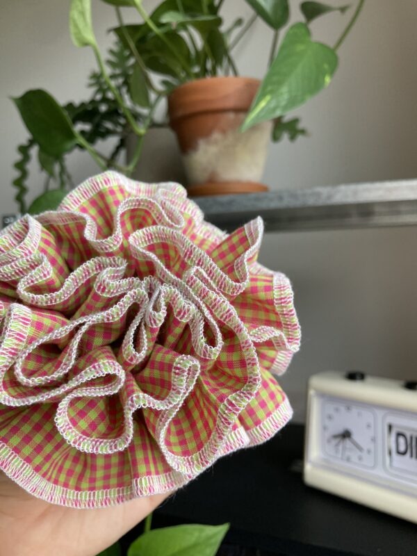 Chouchou XL à vichy rose & vert