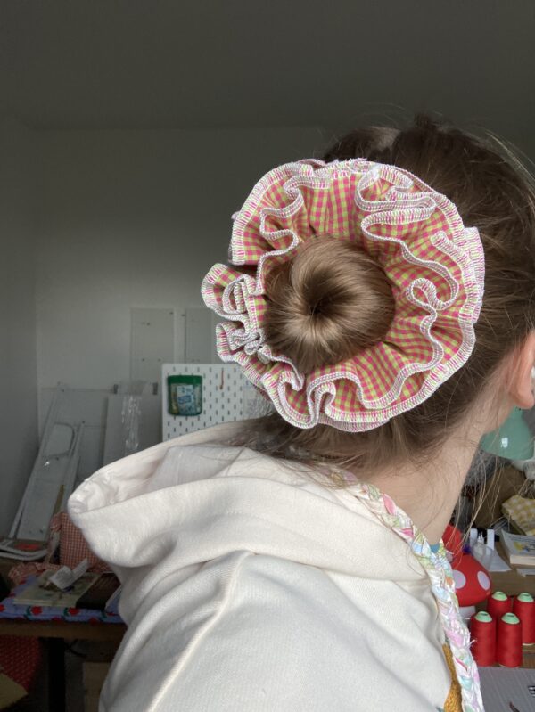 Chouchou XL à vichy rose & vert – Image 4