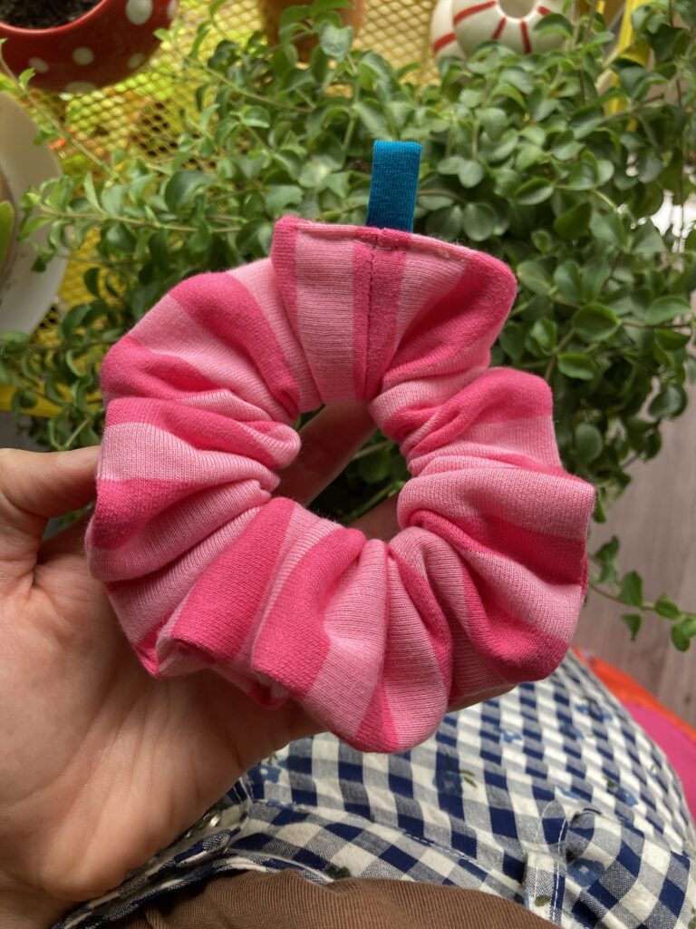 Chouchou jersey épais rayé fuchsia & rose