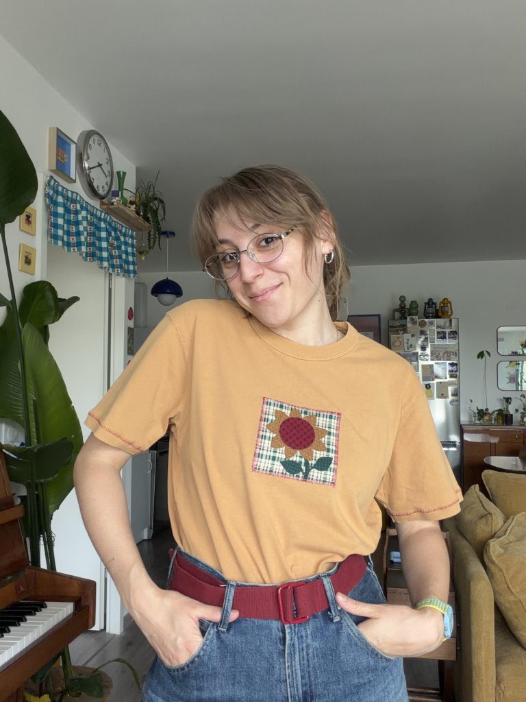 T-shirt Upcyclé Patchwork tournesol