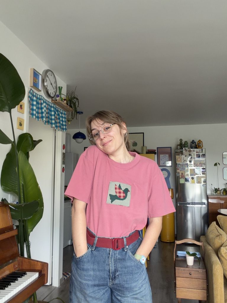 T-shirt Upcyclé Patchwork oiseau