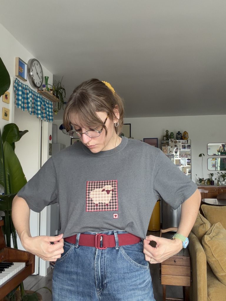 T-shirt Upcyclé Patchwork mouton